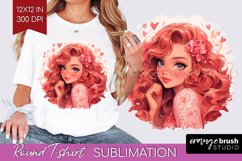 Valentine Girl Round Tshirt Background - Valentines Day PNG Product Image 1