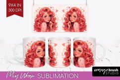 Valentine Girl Mug Wrap - Valentines Day Mug PNG Sublimation Product Image 1