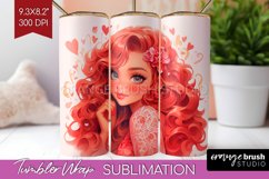 Valentine Girl Tumbler Wrap - Valentines Day Tumbler PNG Product Image 1