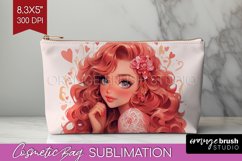 Valentine Girl Cosmetic Bag - Valentines Day Makeup Bag PNG Product Image 1