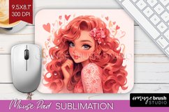 Valentine Girl Mouse Pad Sublimation - Valentines Day PNG Product Image 1