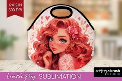 Valentine Girl Lunch Bag - Valentines Day Lunch Bug PNG Product Image 1