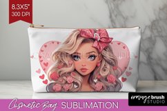 Valentine Girl Cosmetic Bag - Valentines Day Makeup Bag PNG Product Image 1