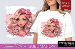 Valentine Girl Square Tshirt Background - Valentines Day PNG Product Image 1
