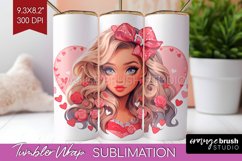 Valentine Girl Tumbler Wrap - Valentines Day Tumbler PNG Product Image 1