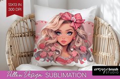 Valentine Girl Pillow Sublimation - Valentines Day Pillow Product Image 1