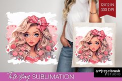 Valentine Girl Tote Bag - Valentines Day Tote Bag PNG Product Image 1