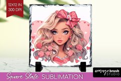 Valentine Girl Slate PNG - Valentines Day Square Slate Product Image 1