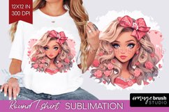 Valentine Girl Round Tshirt Background - Valentines Day PNG Product Image 1