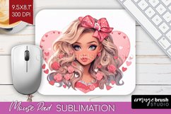 Valentine Girl Mouse Pad Sublimation - Valentines Day PNG Product Image 1