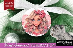 Valentine Girl Ornament PNG - Valentines Day PNG Sublimation Product Image 1