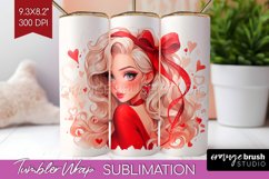 Valentine Girl Tumbler Wrap - Valentines Day Tumbler PNG Product Image 1