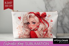 Valentine Girl Cosmetic Bag - Valentines Day Makeup Bag PNG Product Image 1