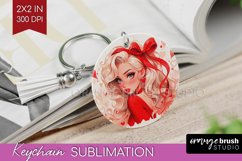 Valentine Girl Keychain PNG - Valentines Day Keychain Product Image 1
