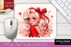 Valentine Girl Mouse Pad Sublimation - Valentines Day PNG Product Image 1