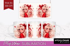 Valentine Girl Mug Wrap - Valentines Day Mug PNG Sublimation Product Image 1