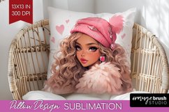 Valentine Girl Pillow Sublimation - Valentines Day Pillow Product Image 1