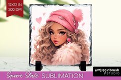 Valentine Girl Slate PNG - Valentines Day Square Slate Product Image 1