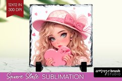 Valentine Girl Slate PNG - Valentines Day Square Slate Product Image 1