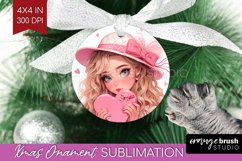 Valentine Girl Ornament PNG - Valentines Day PNG Sublimation Product Image 1