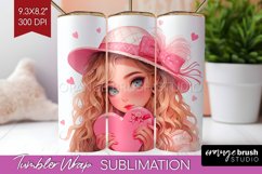 Valentine Girl Tumbler Wrap - Valentines Day Tumbler PNG Product Image 1