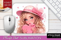 Valentine Girl Mouse Pad Sublimation - Valentines Day PNG Product Image 1