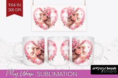 Valentine Girl Mug Wrap - Valentines Day Mug PNG Sublimation Product Image 1