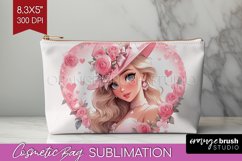 Valentine Girl Cosmetic Bag - Valentines Day Makeup Bag PNG Product Image 1