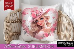 Valentine Girl Pillow Sublimation - Valentines Day Pillow Product Image 1
