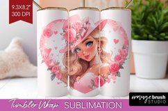 Valentine Girl Tumbler Wrap - Valentines Day Tumbler PNG Product Image 1