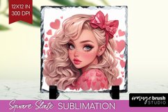 Valentine Girl Slate PNG - Valentines Day Square Slate Product Image 1