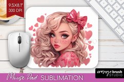 Valentine Girl Mouse Pad Sublimation - Valentines Day PNG Product Image 1
