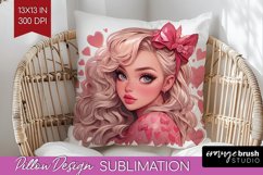 Valentine Girl Pillow Sublimation - Valentines Day Pillow Product Image 1