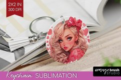 Valentine Girl Keychain PNG - Valentines Day Keychain Product Image 1