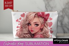 Valentine Girl Cosmetic Bag - Valentines Day Makeup Bag PNG Product Image 1