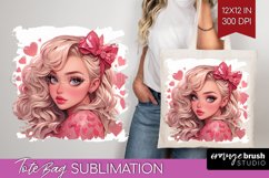 Valentine Girl Tote Bag - Valentines Day Tote Bag PNG Product Image 1