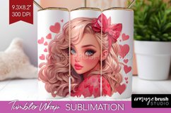 Valentine Girl Tumbler Wrap - Valentines Day Tumbler PNG Product Image 1