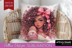 Valentine Girl Pillow Sublimation - Valentines Day Pillow Product Image 1