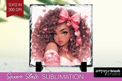 Valentine Girl Slate PNG - Valentines Day Square Slate Product Image 1