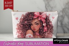 Valentine Girl Cosmetic Bag - Valentines Day Makeup Bag PNG Product Image 1