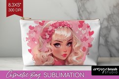 Valentine Girl Cosmetic Bag - Valentines Day Makeup Bag PNG Product Image 1