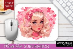 Valentine Girl Mouse Pad Sublimation - Valentines Day PNG Product Image 1