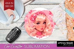 Valentine Girl Car Coaster - Valentines Day Coaster PNG Product Image 1
