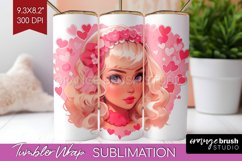 Valentine Girl Tumbler Wrap - Valentines Day Tumbler PNG Product Image 1