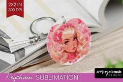Valentine Girl Keychain PNG - Valentines Day Keychain Product Image 1