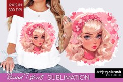 Valentine Girl Round Tshirt Background - Valentines Day PNG Product Image 1
