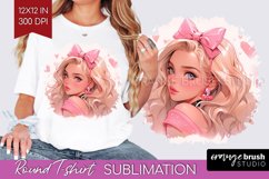 Valentine Girl Round Tshirt Background - Valentines Day PNG Product Image 1