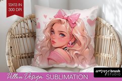 Valentine Girl Pillow Sublimation - Valentines Day Pillow Product Image 1