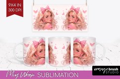 Valentine Girl Mug Wrap - Valentines Day Mug PNG Sublimation Product Image 1