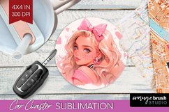 Valentine Girl Car Coaster - Valentines Day Coaster PNG Product Image 1